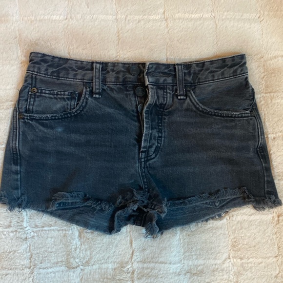 Free People Black Jean Shorts 25 Raw Hem - Picture 1 of 7